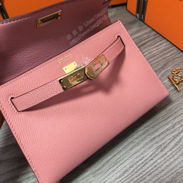 Hermes女包 愛馬仕kelly2代 Epsom金銀扣 全手縫 Hermes新款Mini kelly女包  am1790